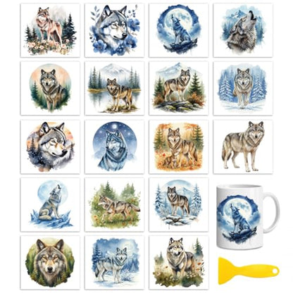 Peacoblue Wolf Rub On Transfers for Craft, Transfer Sticker - style: Wolf