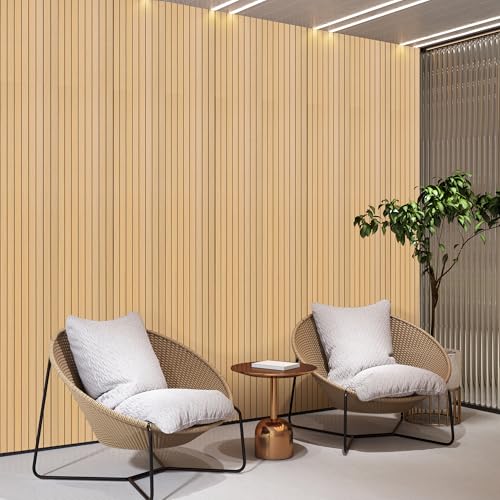118" x 15.7" Peel and Stick Slat Wall Panel – Self-Adhesive 3D Wood Grain Wall Panels Waterproof PVC Fluted Paneling Wood Wallpaper for Living Room Ceiling Decor