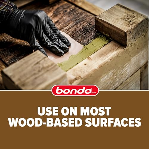 Bondo Wood Filler 12 oz with Hardener 0.5 oz, Repairs Chips and Cracks in Wood, Sandable, Paintable, and Stainable (WF-PT-ES) - size: 1 Filler 12 oz, 1 Hardener 0.5 oz