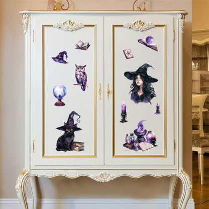 Peacoblue Witch Divination Rub On Transfers for Furniture 6"x12" - style: Divination Elements and Witch