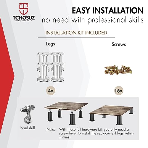 4 Inch Aluminum Alloy Adjustable Furniture Legs Heavy Duty Set of 4 - color: Aluminum Alloy-silver, size: 4 inches