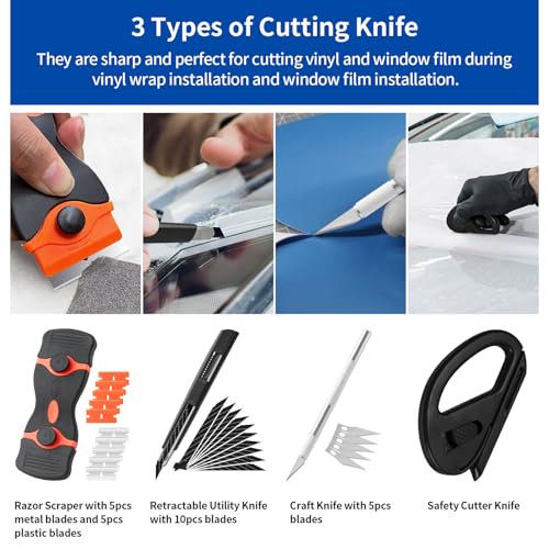 Arayker 28 Pcs Car Window Tint Tools Kit Vinyl Wrap Tool Car Film Tint Kit