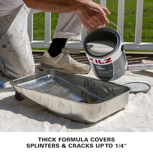 KILZ Over Armor Textured Solid Coating Resurfacer, Cape Cod, 1 Gallon - color: Cape Cod Gray, style: Textured