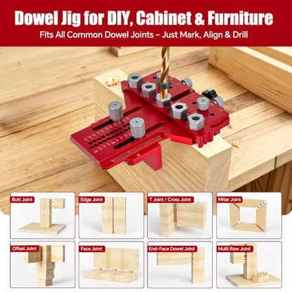 Dowel Jig Kit w/Position Stop & Clamp for Multi-Joint Straight Holes
