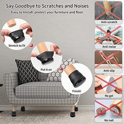 Ezprotekt Chair Sliders for Carpet Furniture Pads Glides for Chair Table - size: Black-XL