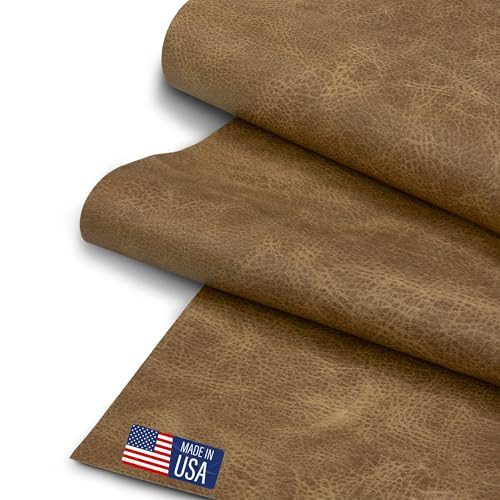 Faux Leather Fabric, Thick Durable Synthetic Repholstery Leather Vinyl, Soft Touch Distressed DIY and Craft Material - 5 Yard Roll (Chaps) - color: Chaps, size: 5 Yard Roll