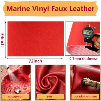 CDY Marine Vinyl Upholstery Fabric: 54"x72" Soft Grain Faux Leather Durable - color: Red, size: 2Yard（54"x72"）