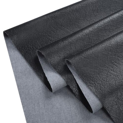 Picheng Soft Skin Grain Faux Leather Fabric, 54" x 36" Vinyl Upholstery Leather, Soft Touch Faux Leather Sheets for Furniture Cover Sofa Chairs,DIY Crafts (Black) - color: Black