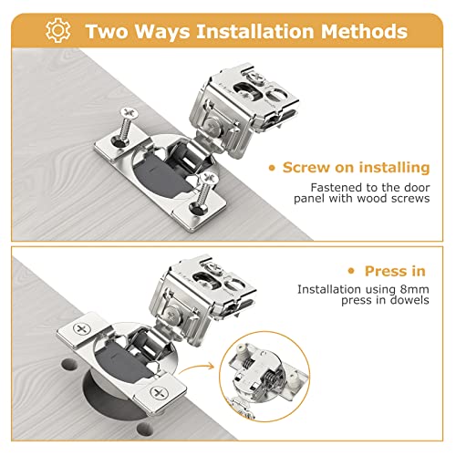 Furniware 2 Pieces 1 inch Overlay Soft Close Hinges, 105 Degree - color: Satin Nickel - 2 Pack, size: 1 Inch