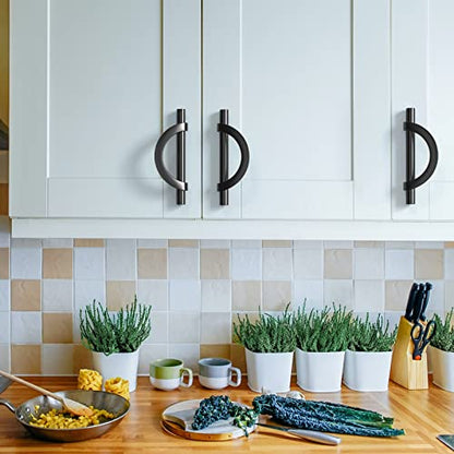 Amerdeco 10 Pack Matte Black Cabinet Pulls 3.75 Inch(96MM) Hole Centers Kitchen Cabinet Handles Hardware Kitchen Handles for Cabinets Cupboard Handles Drawer Pulls - color: Matte Black, size: 3.75"/96MM Hole Center, style: 10 Pack
