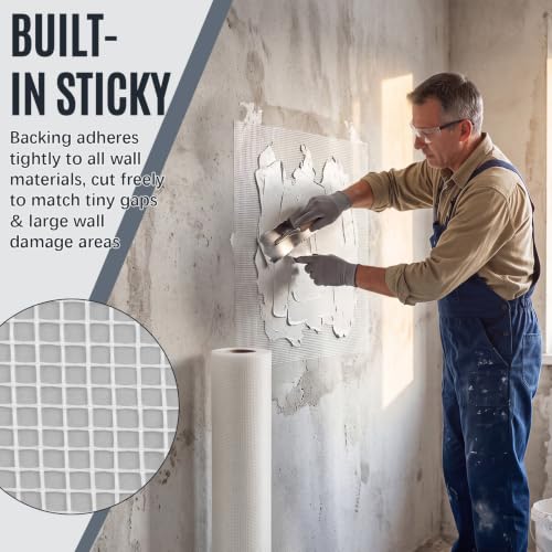 Self Adhesive Fiberglass Mesh Roll 36" x 100 Ft Plastering Mesh for Drywall