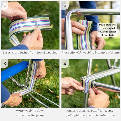 USA Replacement Lawn Chair Webbing for Lawn Chairs, Beach and Camping. UV-Resistant Strap Made with Durable Polypropylene (2 1/4" x 50', Solid Silver)