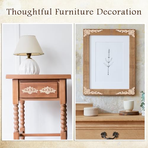 Croblissful 8 Pcs Wood Appliques and Onlays, Delicate Style, Large Size - size: Large Size, style: Delicate Style