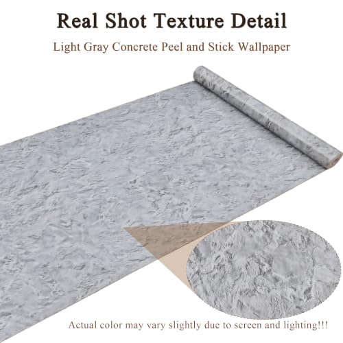 Light Gray Concrete Peel and Stick Wallpaper, 47.2 x 394 in - color: Light Gray Concrete, size: 47.2" x 394"