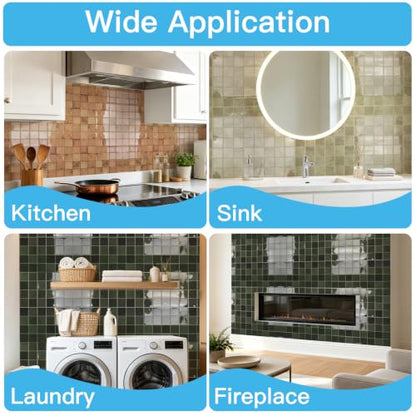 Art3d Grid Design Peel and Stick Backsplash, 10-Pack, 12 x 12 in, Khaki - color: Khaki