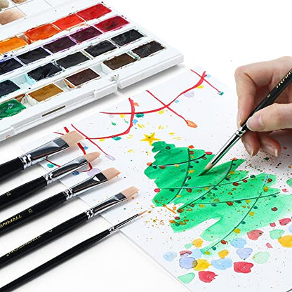 Transon Paint Brush Set 6pcs Art Painting Flexible Bristle for Acrylic Watercolor Gouache Oil Leather Canvas and Face Painting (Pack of 2) - size: size 2 (Pack of 2)