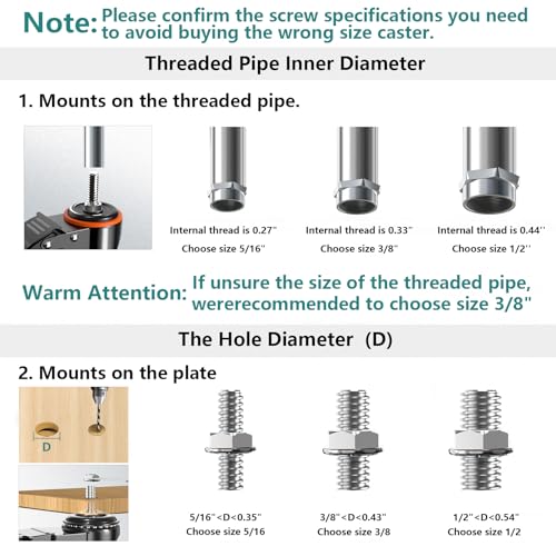 4 inch Stem Caster Wheels 2000lbs, Threaded Stem Casters Set of 4 Heavy Duty,3/8"-16 x 1(Stem Diameter 3/8", Length 1"), Safety Dual Locking Caster, Industrial Castor Wheels for Cart,Furniture - size: 4 Inch_3/8"-16x1"