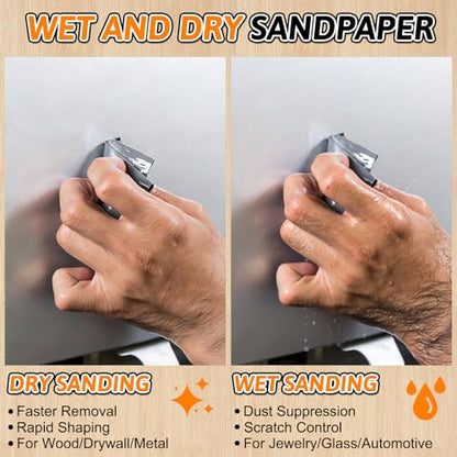 7 PCS Wet Dry Sandpaper 3000 Grit Sheets for Polishing & Finishing - color: 3000G, size: 9x11 Inch