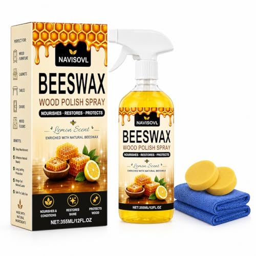 2 PCS 355ml*2, 2026 New Beeswax Essential Oil Wax Wood Polish Spray Furniture and Cleaner Natural Polish Spray for Living Rooms Kitchens Wood Furniture Floors Cleans Restores Shine Scratches