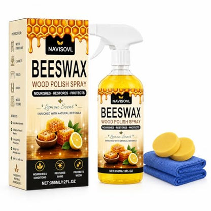 2 PCS 355ml*2, 2026 New Beeswax Essential Oil Wax Wood Polish Spray Furniture and Cleaner Natural Polish Spray for Living Rooms Kitchens Wood Furniture Floors Cleans Restores Shine Scratches