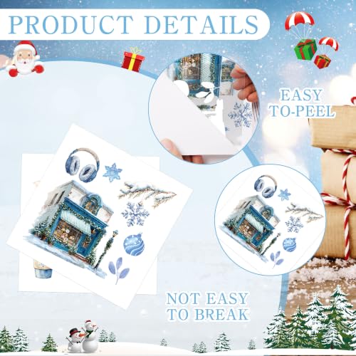 Winter Rub on Transfers for Crafts, Ski Transfer Furniture Decals - style: Blue Winter