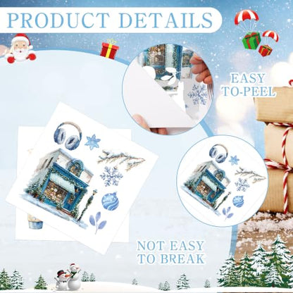 Winter Rub on Transfers for Crafts, Ski Transfer Furniture Decals - style: Blue Winter