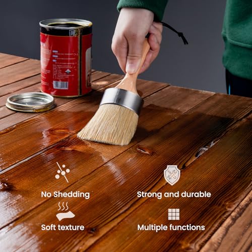 Mister Rui 2-Pack Wax & Chalk Paint Brush, Medium & Small, Natural Bristle - size: 1.2"1.9"