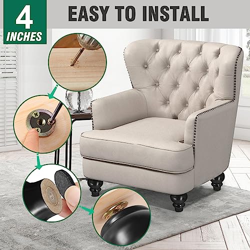 FoDau770 Rubber Wood Furniture Legs 4 Inch, Black Couch Legs, 4pcs - color: Black, size: 4 Inch
