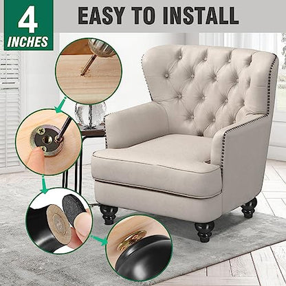 FoDau770 Rubber Wood Furniture Legs 4 Inch, Black Couch Legs, 4pcs - color: Black, size: 4 Inch