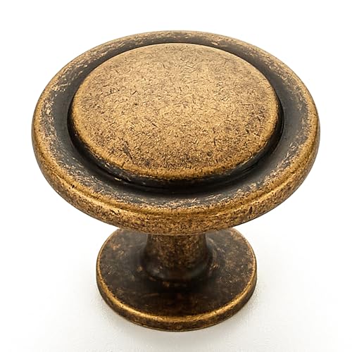 Ravinte Antique Brass Round Cabinet Knobs,Zinc Pulls,1-1/4 Inch,30 Pack - color: Antique Brass