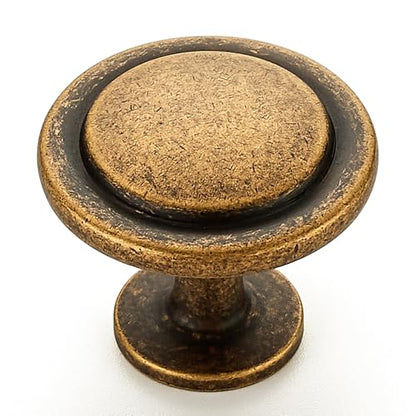 Ravinte Antique Brass Round Cabinet Knobs,Zinc Pulls,1-1/4 Inch,30 Pack - color: Antique Brass