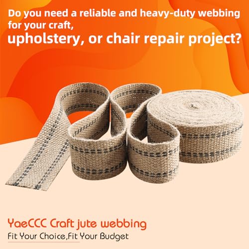 YaeCCC Jute Webbing,Upholstery Webbing for Chair,2" x10Yd Upholstery Strap - color: black, size: 2" x 10 Yd