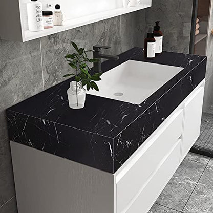 Marble Contact Paper Black Peel and Stick Wallpaper for Kitchen Countertop - color: Black/White, size: 11.8" x 78.7"