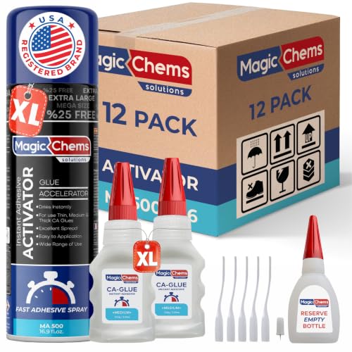 Magic Chems CA Glue with Activator, Instant Cyanoacrylate Adhesive, 12 Pack - size: 12 Pack