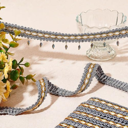 FINGERINSPIRE Gray Braid Trim 3/4" X 12.5 Yards Polyester Ribbon for Sewing - color: Gray