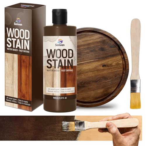 SENVEN Wood Stain, Walnut Wood Stain, 100ml Woods-Stain for Woods, Furniture, Cabinet, Fast Drying Woods-Stain, Non-Toxic Wood-Stains, Water Based & Low Odor Wood-Stains, Indoor & Outdoor Woods Stains - color: Walnut, size: 3.5 Fl Oz