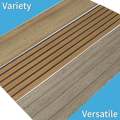 Art3d Herringbone Slim Slat Wall Panels, 104" x 12", 4-Pack, Weathered Teak - color: Herringbone Weathered Teak