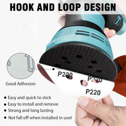 5 Inch 8-Hole Hook and Loop Sanding Discs Sandpaper Red Round 220 Grits Sandpaper for Random Orbital Sander (220 Grit 52-Pack) - style: 220 Grit 52-Pack