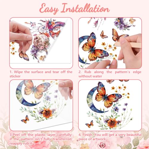 Peacoblue Dreamy Butterfly Rub On Transfers for Furniture Craft 6"x12" - style: Dreamy Butterfly