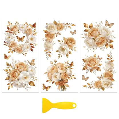 Peacoblue Champagne with Roses Rub On Transfers for Furniture 6"x12" - style: Champagne Flowers with Roses
