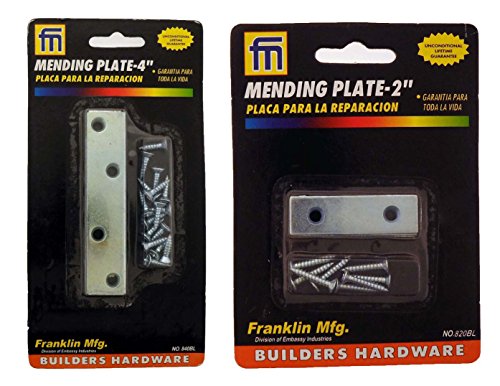 ToolUSA Deluxe Mending Plates | 2" (5.1 cm) & 4" (10.2 cm) Sizes | Zinc-Plated, Rust Resistant Steel | Set of 8 with Screws | Restore Cabinets, Doors & Wooden Items