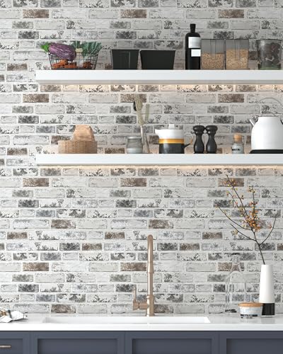 PeonyQueen Brick Peel and Stick Wallpaper 17.3"x78.8" 3D Brick Wallpaper - size: 17.3" x 78.8"