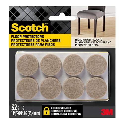 Scotch Felt Pads, 32 Pads, Circle, Beige, 1 in x 1 in