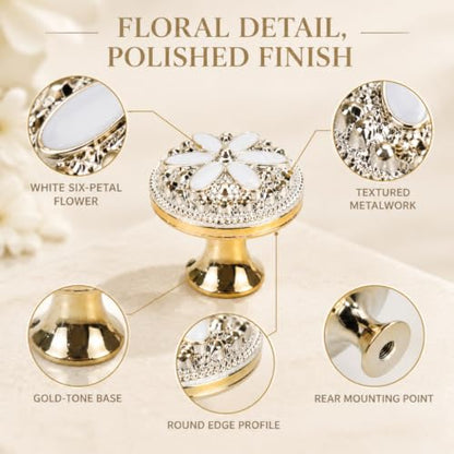 Wealrit 12 pcs Diameter 1.2 Inch Flower Shaped Cabinet Knobs