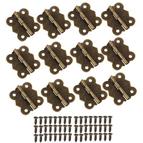 12 Pcs Jewelry Box Hinges, Antique Bronze Small Hinges with 48 Screws - size: 30*25mm