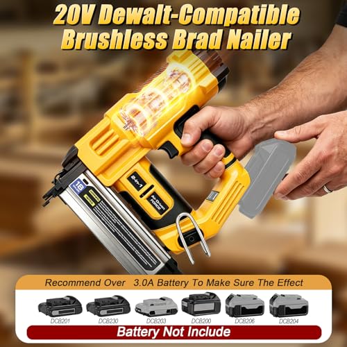 2 in 1 Cordless Brad Nailer Compatible with Dewalt 20V MAX Battery(NO Battery):Electric Nail Gun for Wood, Trim Work, DIY - A Nice Gift for a Husband or Father (Yellow and Black)