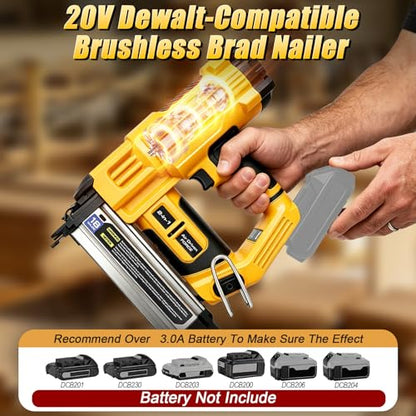2 in 1 Cordless Brad Nailer Compatible with Dewalt 20V MAX Battery(NO Battery):Electric Nail Gun for Wood, Trim Work, DIY - A Nice Gift for a Husband or Father (Yellow and Black)