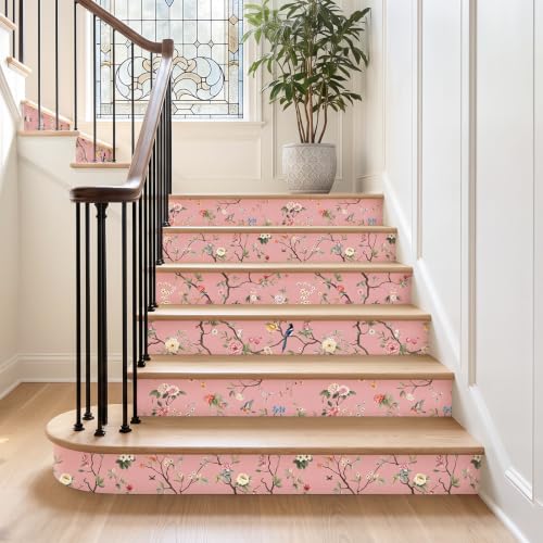 CHIHUT Blush Pink Chinoiserie Bird Floral Peel and Stick Wallpaper - color: Blush Pink, size: 17.7" x 236"