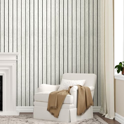 Light Grey Wood Slat Wall Panelling PVC Wall Panels Peel and Stick - color: Light Gray