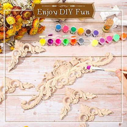 5 Pieces Decorative Wood Onlays and Appliques for Furniture - DIY Carved Trim Appliques for Bed, Door, Cabinet, Wardrobe - 15.7 x 4.3 inch, 4.72 x 4.72 inch